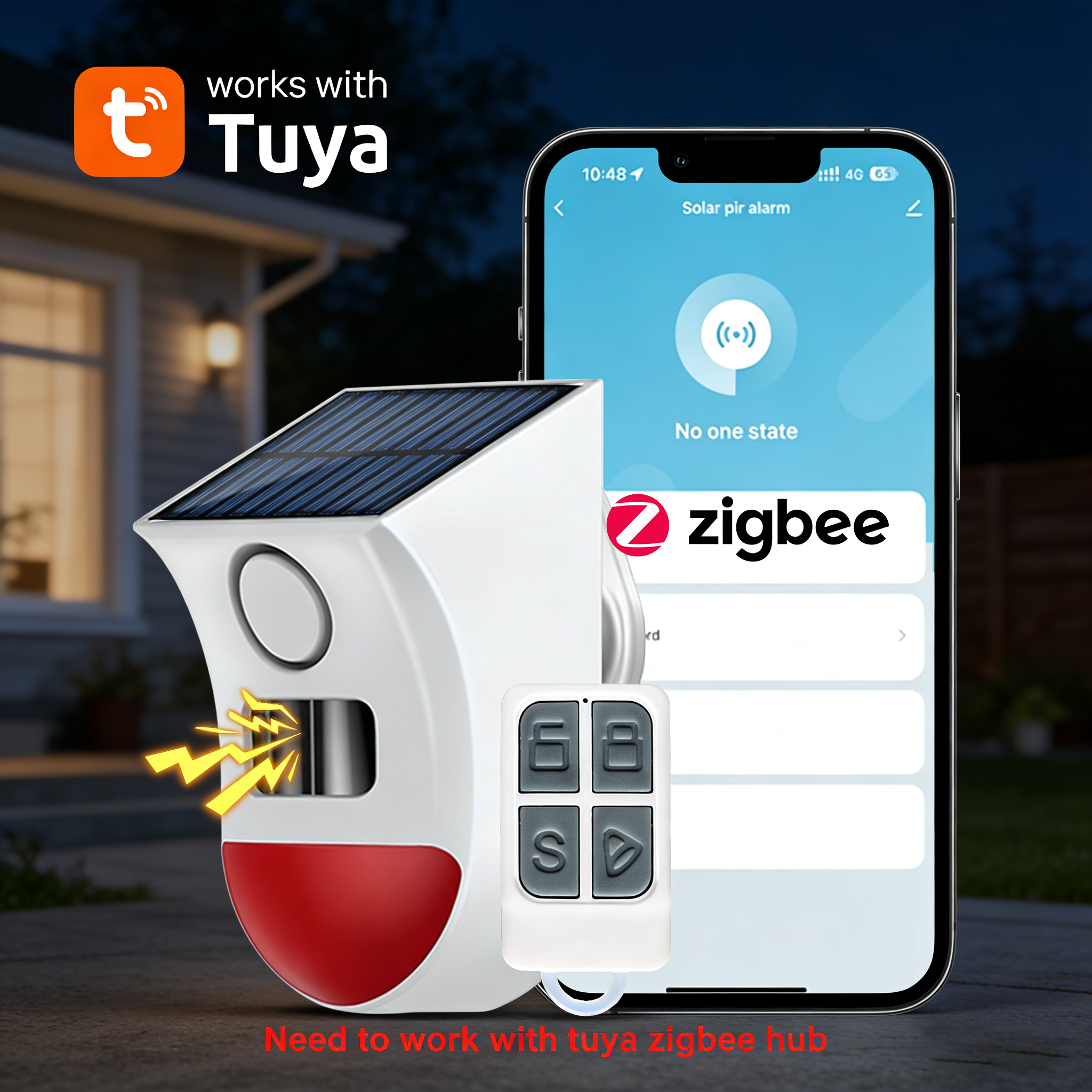 Home Security Siren - Tuya Zigbee Solar Siren Alarm Outdoor