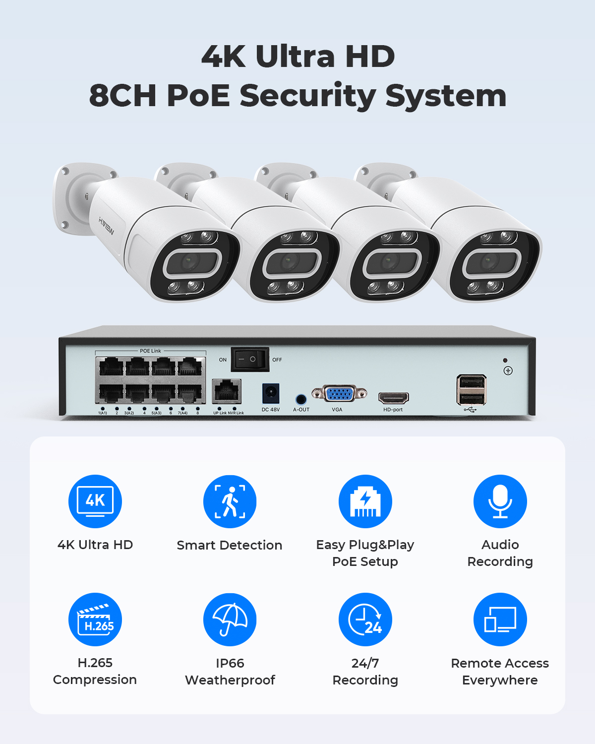 H.View 4K 5Mp 8Mp poe Cctv Sec - Home Security Services incelemesi ve fiyatı